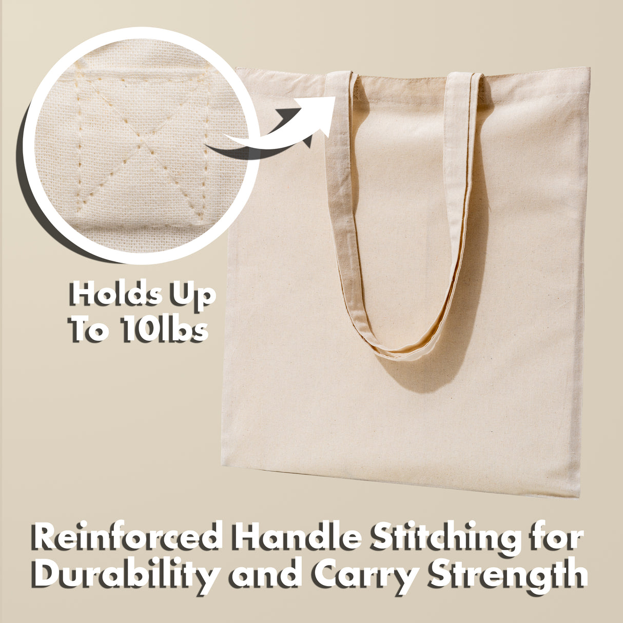 Reusable Grocery Bag, Eco-Friendly Canvas Tote, Shopping Bag, Light-Weight Organic Cotton