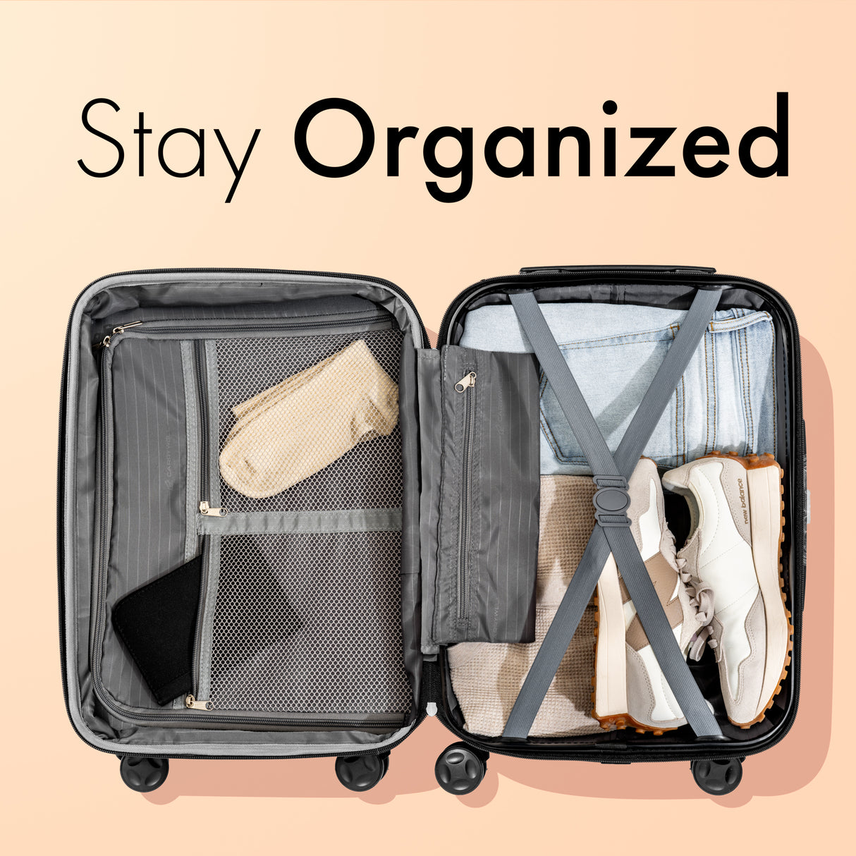 (Not Made In China) 21 Inch Hardside Luggage Spinner, 2 Pack, Airline Approved Carry On, Lightweight and Expandable Suitcase, Scratch Resistant Hard Shell, 4 Wheels