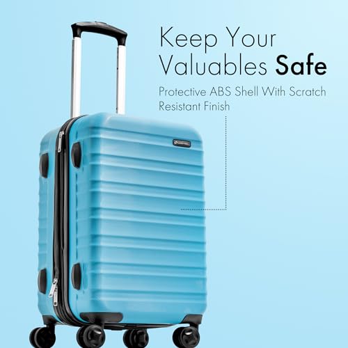 (Not Made In China) 21 Inch Hardside Luggage Spinner, Airline Approved Carry On, Lightweight and Expandable Suitcase, Scratch Resistant Hard Shell, 4 Wheels