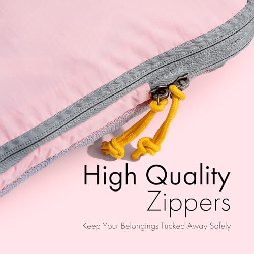 (Not Made In China) 6pc Compression Packing Cubes For Suitcases, Carry On and Backpacks, Lightweight Space Saver and Washable Organizer Cubes, Expandable Luggage Bags