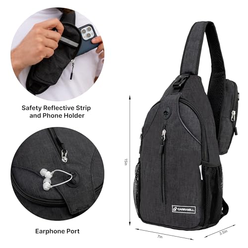 (Not Made In China) Carrywell Crossbody Sling Backpack For Travel,Hiking,Chest Bag,Unisex Adjustable Daypack,Anti-Theft,Packable Shoulder Bags