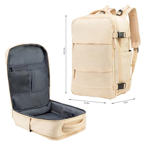 (Not Made In China) Airline Approved Carry On Backpack For Men and Women w/Laptop Compartment and Shoe Pocket, Holds 16" Laptop, USB Port