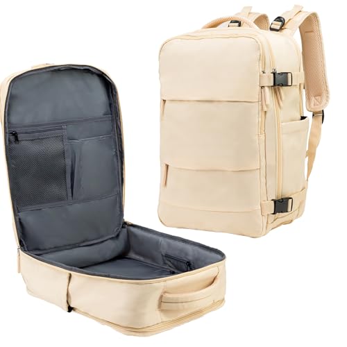 (Not Made In China) Airline Approved Carry On Backpack For Men and Women w/Laptop Compartment and Shoe Pocket, Holds 16" Laptop, USB Port