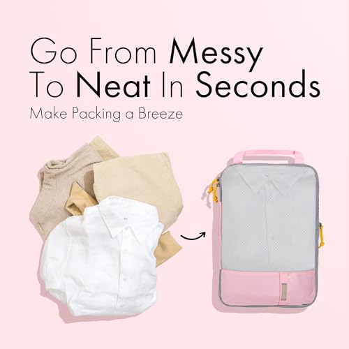 (Not Made In China) 6pc Compression Packing Cubes For Suitcases, Carry On and Backpacks, Lightweight Space Saver and Washable Organizer Cubes, Expandable Luggage Bags