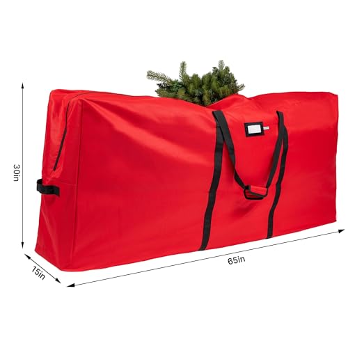 (Not Made In China) Heavy Duty Christmas Tree Storage Bag, Fits Up to 9ft Artificial Disassembled Trees, Durable Handles w/Tear Proof 600D Oxford Canvas, Laminated Interior