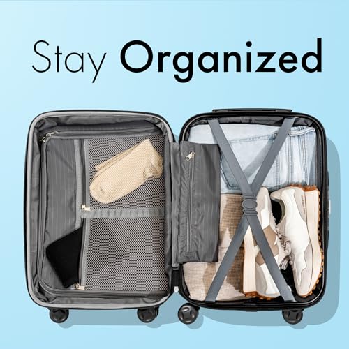 (Not Made In China) 21 Inch Hardside Luggage Spinner, Airline Approved Carry On, Lightweight and Expandable Suitcase, Scratch Resistant Hard Shell, 4 Wheels