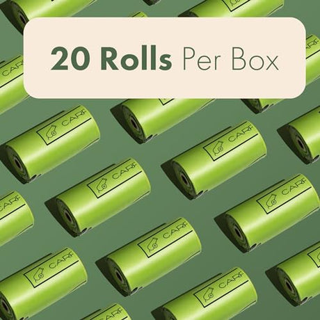(Not Made In China) 100% Certified Compostable Dog Poop Bags, Plant Based Dog Poop Bags, Corn Starch and PBAT, EN 13432 and TUV Austria certified, 300 Unscented Bags (20 Rolls)