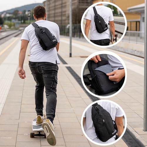(Not Made In China) Carrywell Crossbody Sling Backpack For Travel,Hiking,Chest Bag,Unisex Adjustable Daypack,Anti-Theft,Packable Shoulder Bags