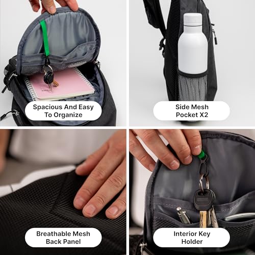 (Not Made In China) Carrywell Crossbody Sling Backpack For Travel,Hiking,Chest Bag,Unisex Adjustable Daypack,Anti-Theft,Packable Shoulder Bags