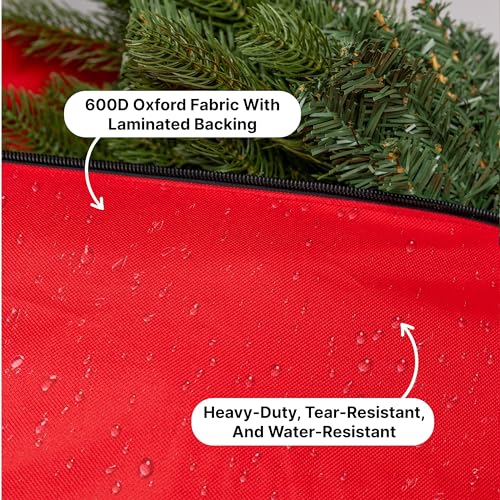 (Not Made In China) Heavy Duty Christmas Tree Storage Bag, Fits Up to 9ft Artificial Disassembled Trees, Durable Handles w/Tear Proof 600D Oxford Canvas, Laminated Interior
