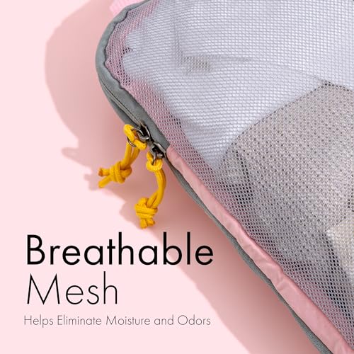 (Not Made In China) 6pc Compression Packing Cubes For Suitcases, Carry On and Backpacks, Lightweight Space Saver and Washable Organizer Cubes, Expandable Luggage Bags