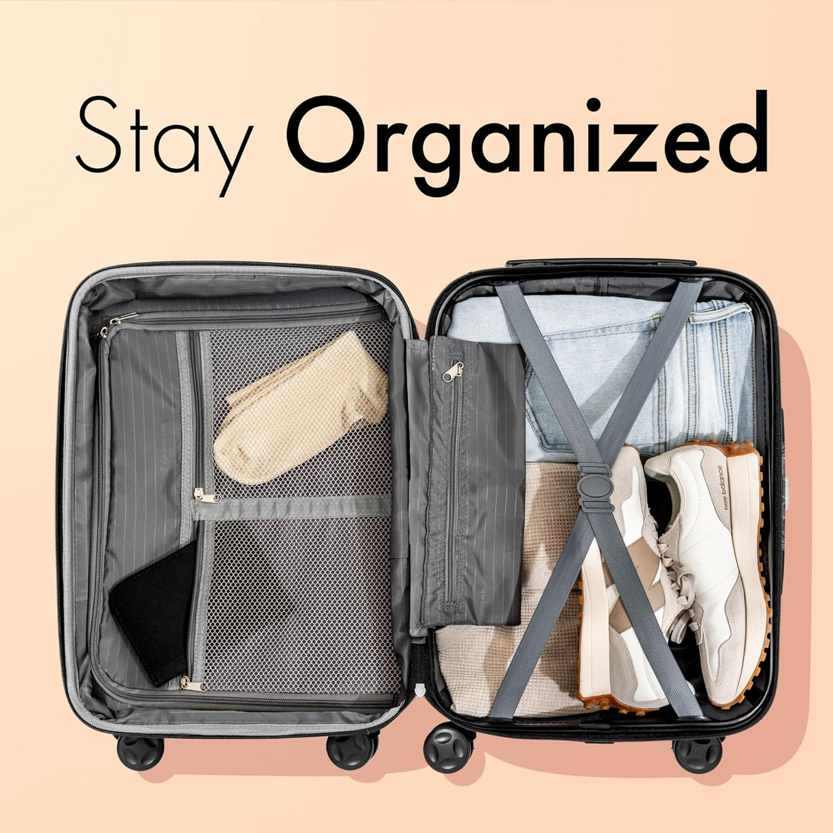 (Not Made In China) 21 Inch Hardside Luggage Spinner, Airline Approved Carry On, Lightweight and Expandable Suitcase, Scratch Resistant Hard Shell, 4 Wheels