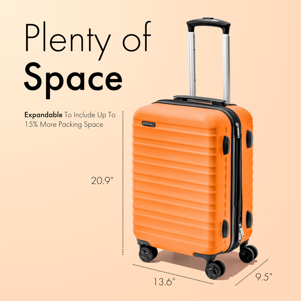 (Not Made In China) 21 Inch Hardside Luggage Spinner, 2 Pack, Airline Approved Carry On, Lightweight and Expandable Suitcase, Scratch Resistant Hard Shell, 4 Wheels