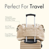 (Not Made In China) Airline Approved Carry On Duffel Bag, Womens Gym and Travel Tote, Overnight Weekender Bags, Shoulder Strap, Luggage Sleeve and Anti-Theft Pocket