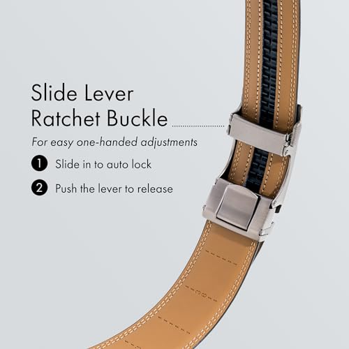 Carrywell Leather Ratchet Belt For Men, Adjustable Men's Belt, Customizable Fit