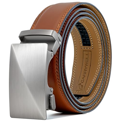 Carrywell Leather Ratchet Belt For Men, Adjustable Men's Belt, Customizable Fit