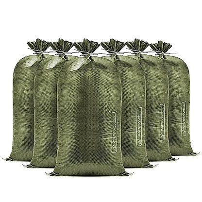 Heavy Duty Sand Bags for Flooding, 14in x 26in with Tie Strings, Flood Water Barrier, UV Protection Sandbags for 1600 Hours