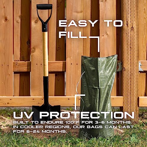 Heavy Duty Sand Bags for Flooding, 14in x 26in with Tie Strings, Flood Water Barrier, UV Protection Sandbags for 1600 Hours